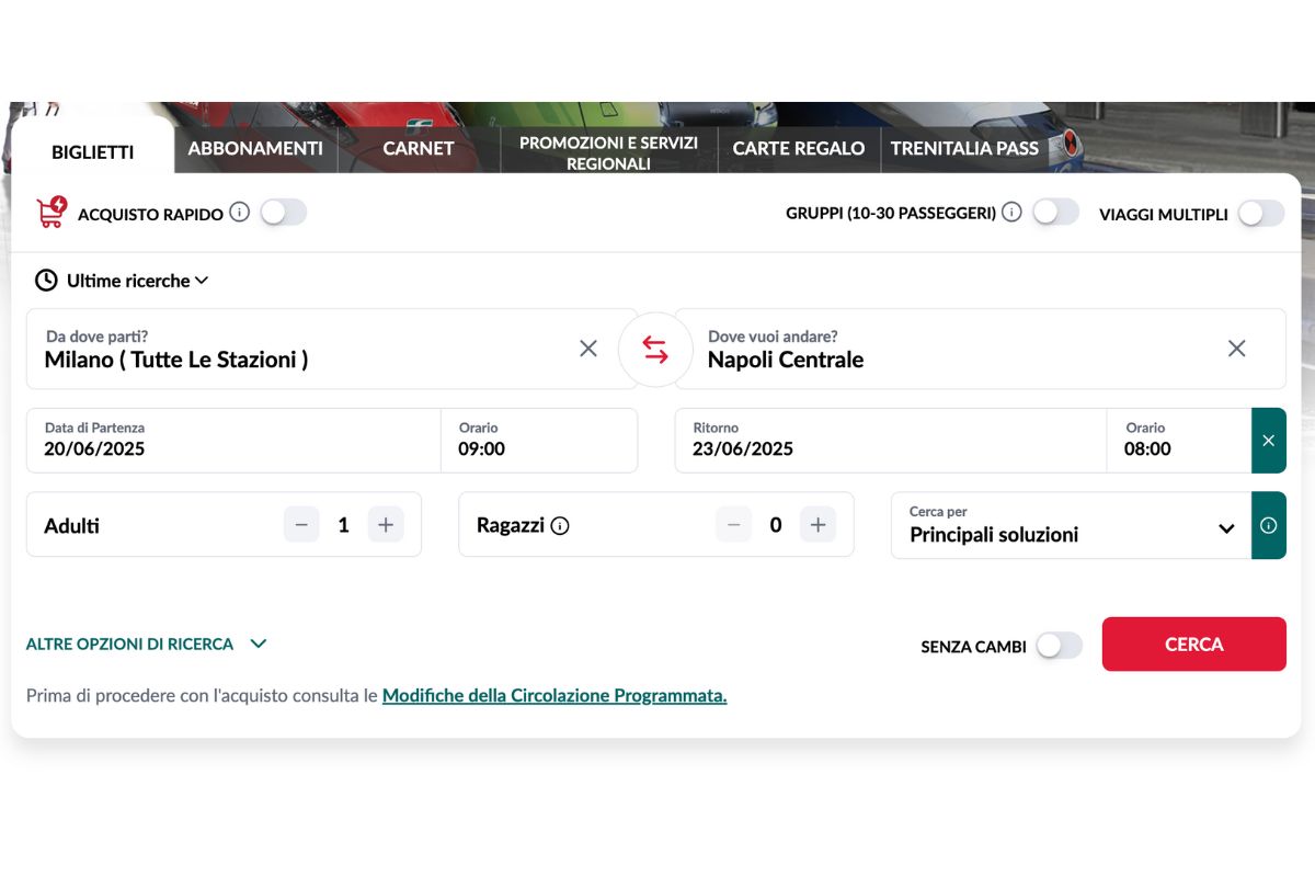 Viajar en tren por Italia