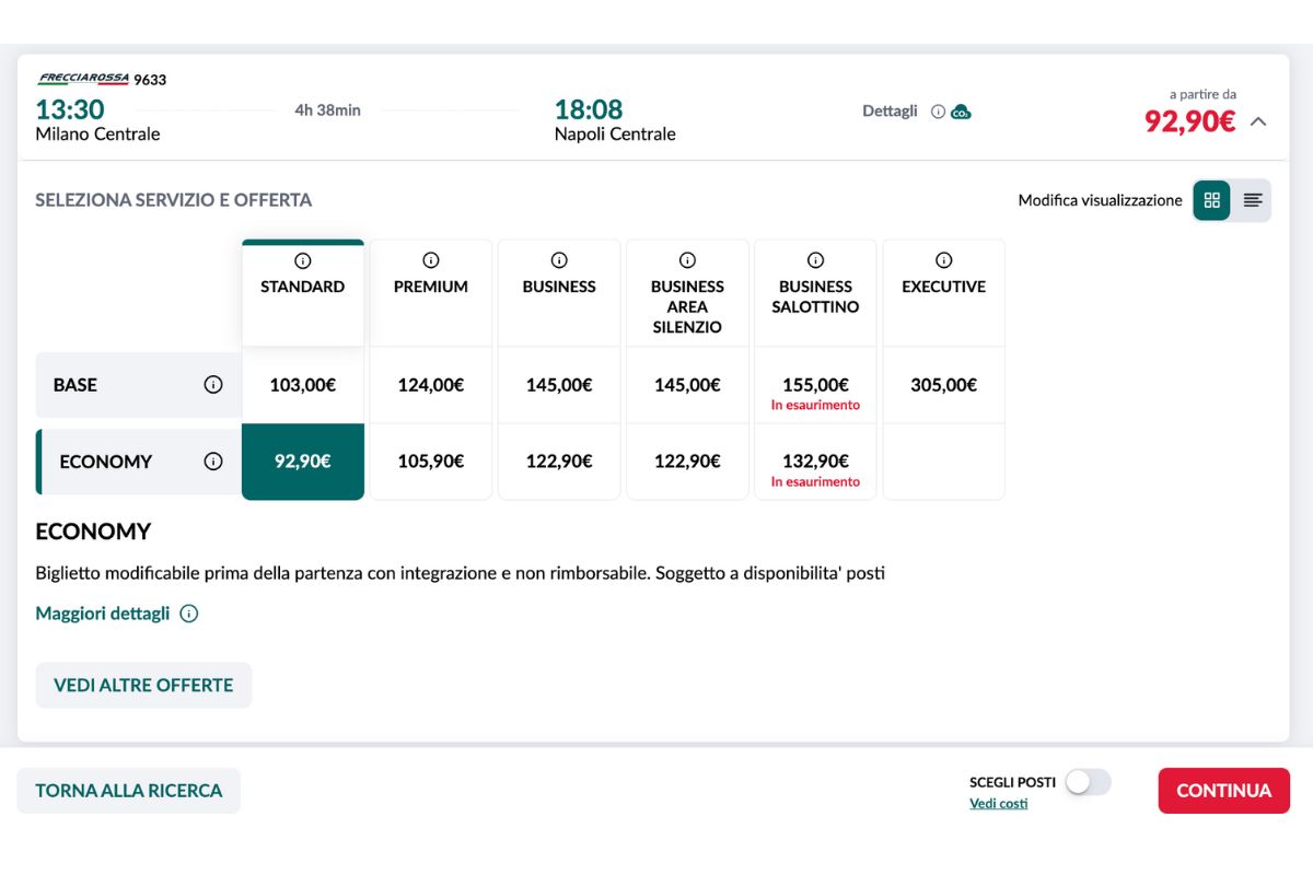 Viajar en tren por Italia